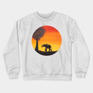 African Elephant Sunset Silhouette - Artwork Crewneck Sweatshirt